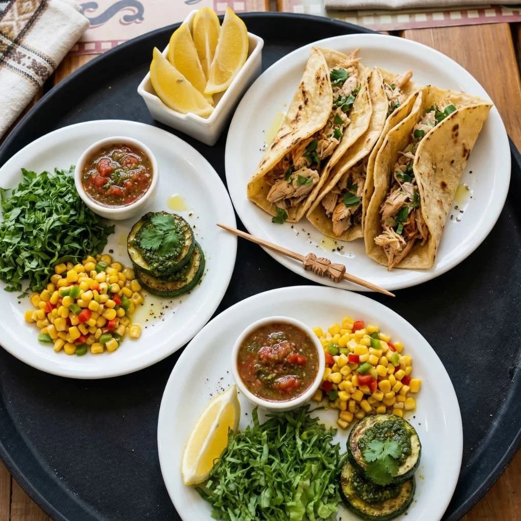 Platos de la cocina de Rieck servidos en el parque